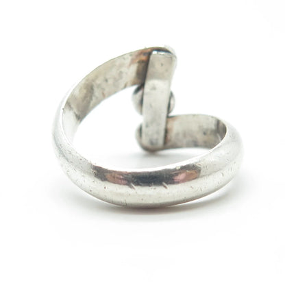 925 Sterling Silver Vintage Real Tourmaline Bypass Ring Size 6