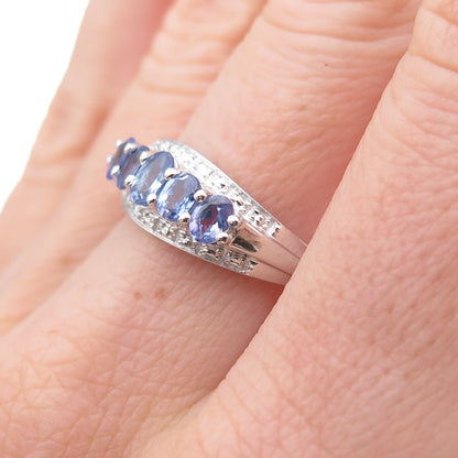 Chuck Clemency 925 Sterling Silver Real Oval-Cut Tanzanite Ring Size 8