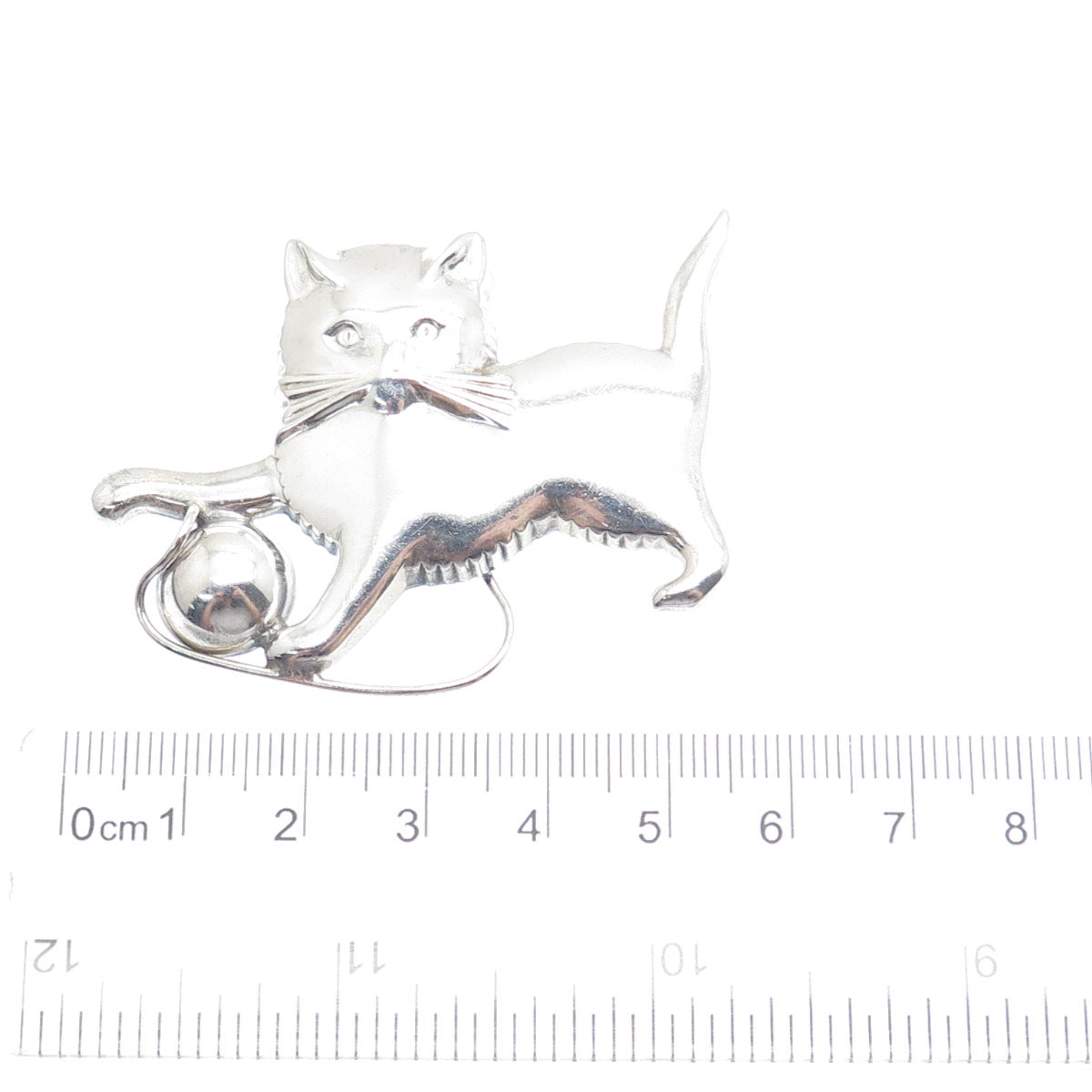 LANG 925 Sterling Silver Antique Art Deco Playing Cat Pin Brooch