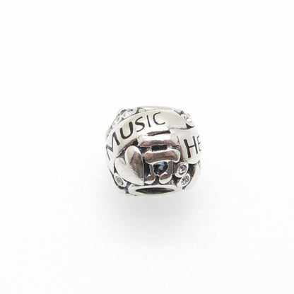 CHAMILIA 925 Sterling Silver Round-Cut C Z Music Heals The Soul Bead Charm