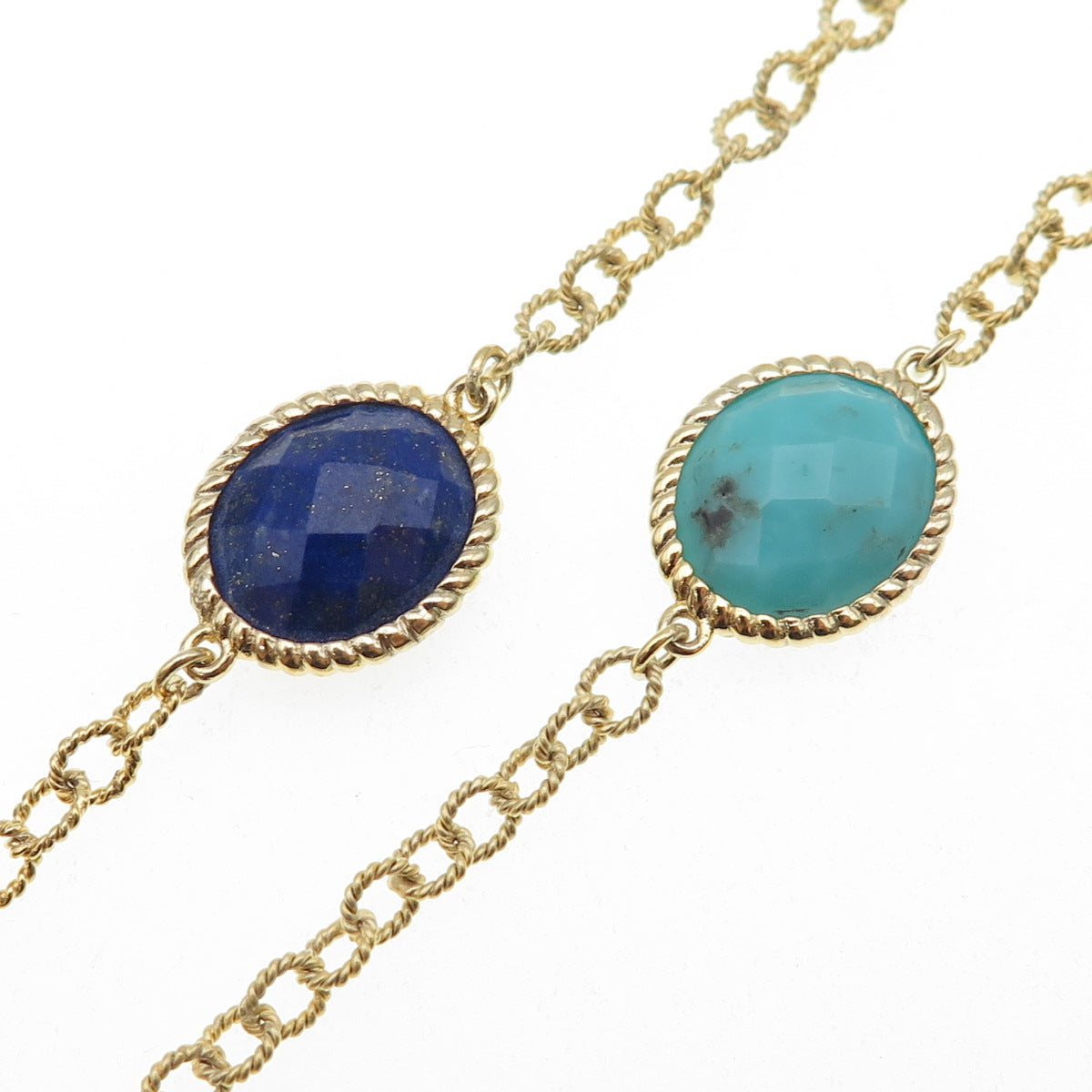 Piara by ELAINE J Sterling Gold Plated Turquoise Lapis Aquamarine Necklace 32"