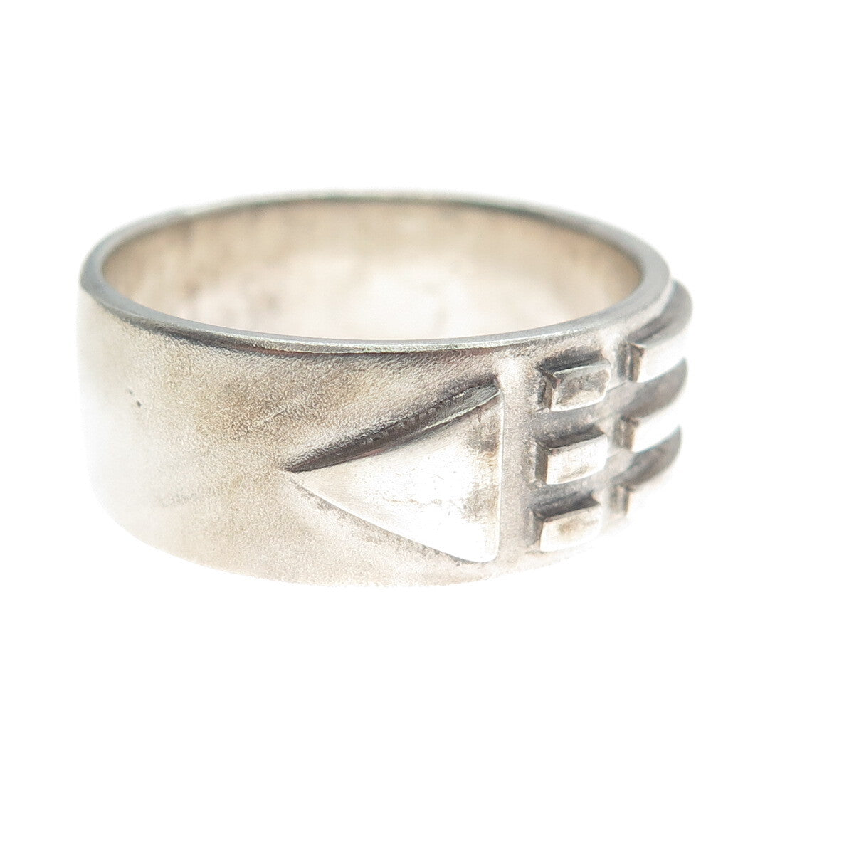 925 Sterling Silver Vintage Italy Modernist Arrow Band Ring Size 11.25
