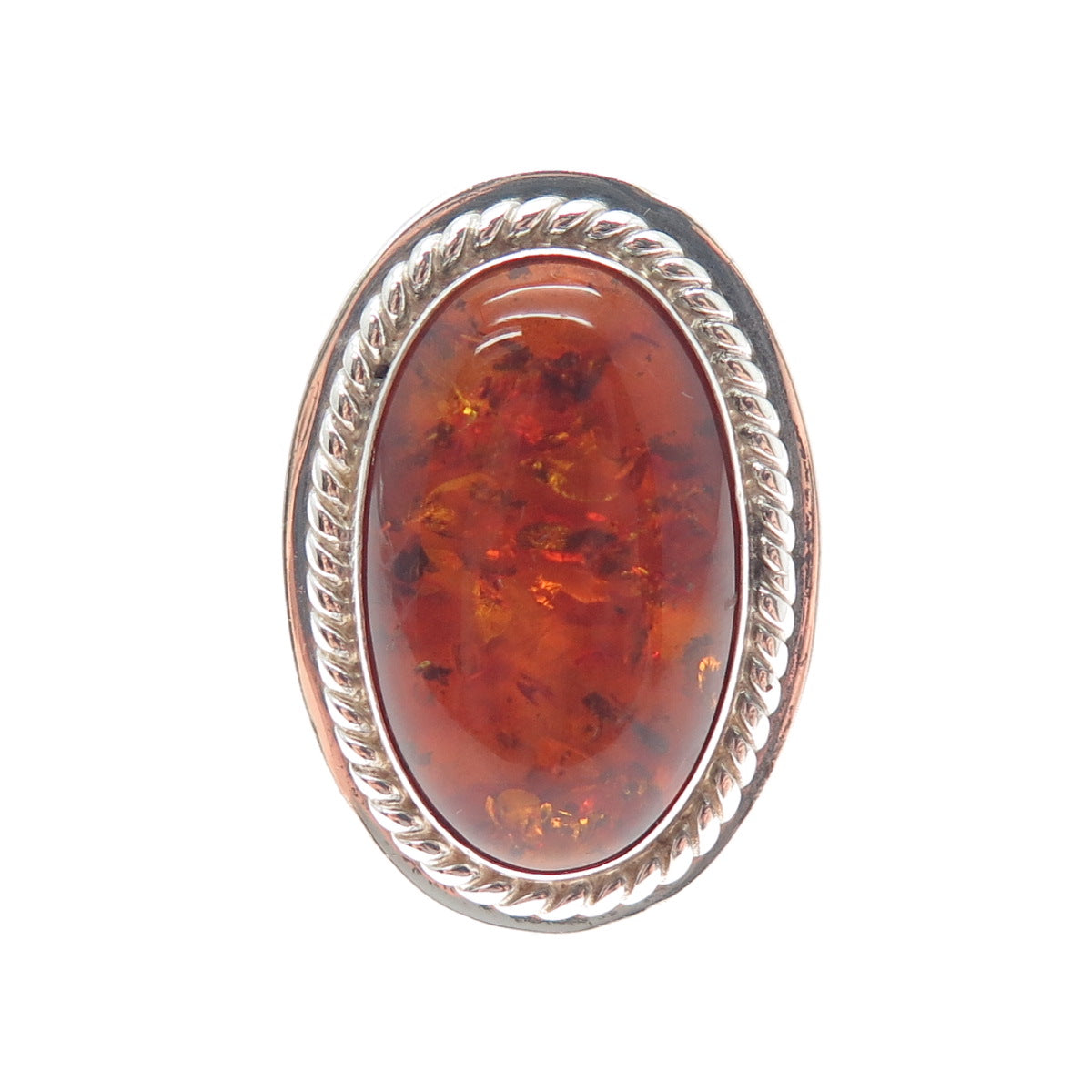 JAY KING DESERT ROSE 925 Sterling Silver Vintage Real Amber Ring Size 8.25