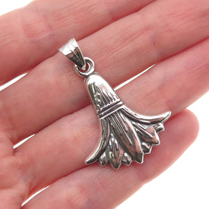 800 Silver Vintage Egyptian Lotus Flower Oxidized Charm Pendant