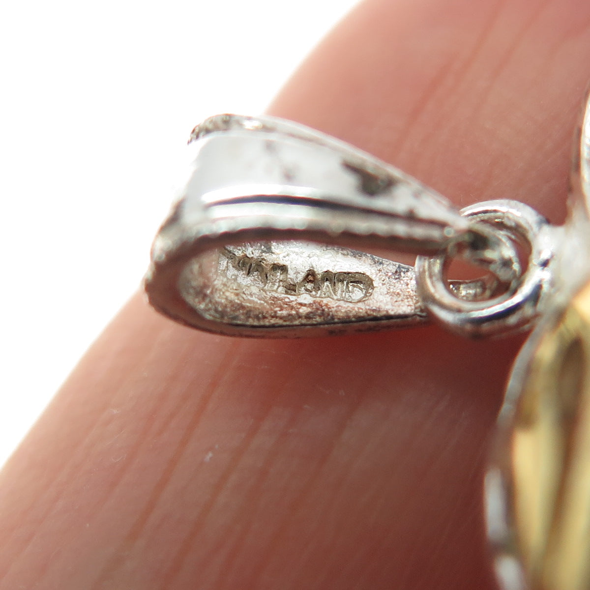 925 Sterling Silver 2-Tone Vintage Ornate Heart Charm Pendant