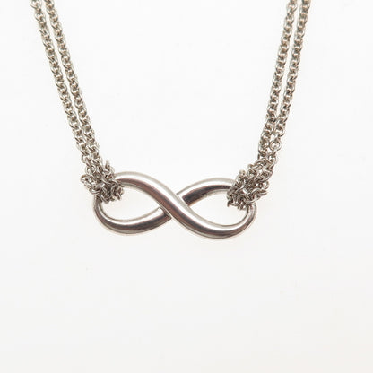 Tiffany & Co. 925 Sterling Silver Vintage Infinity 2-Strand Chain Necklace 16"