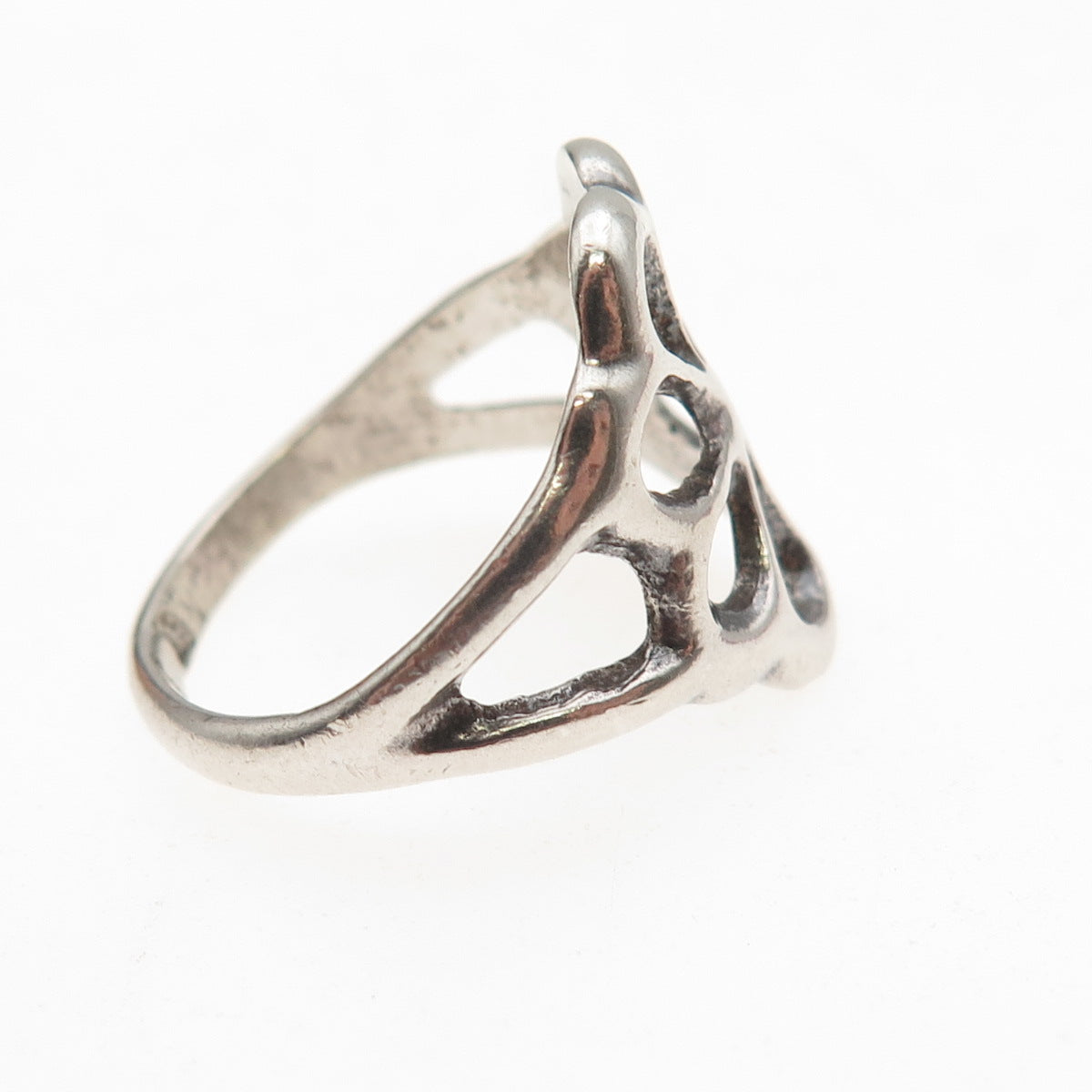 Old Pawn Sterling Silver Vintage Southwestern Flower Oxidized Tribal Ring Size 8