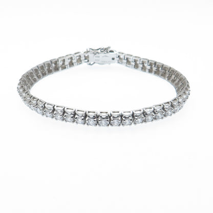 925 Sterling Silver Round-Cut Shaped C Z Tennis Link Bracelet 7.25"