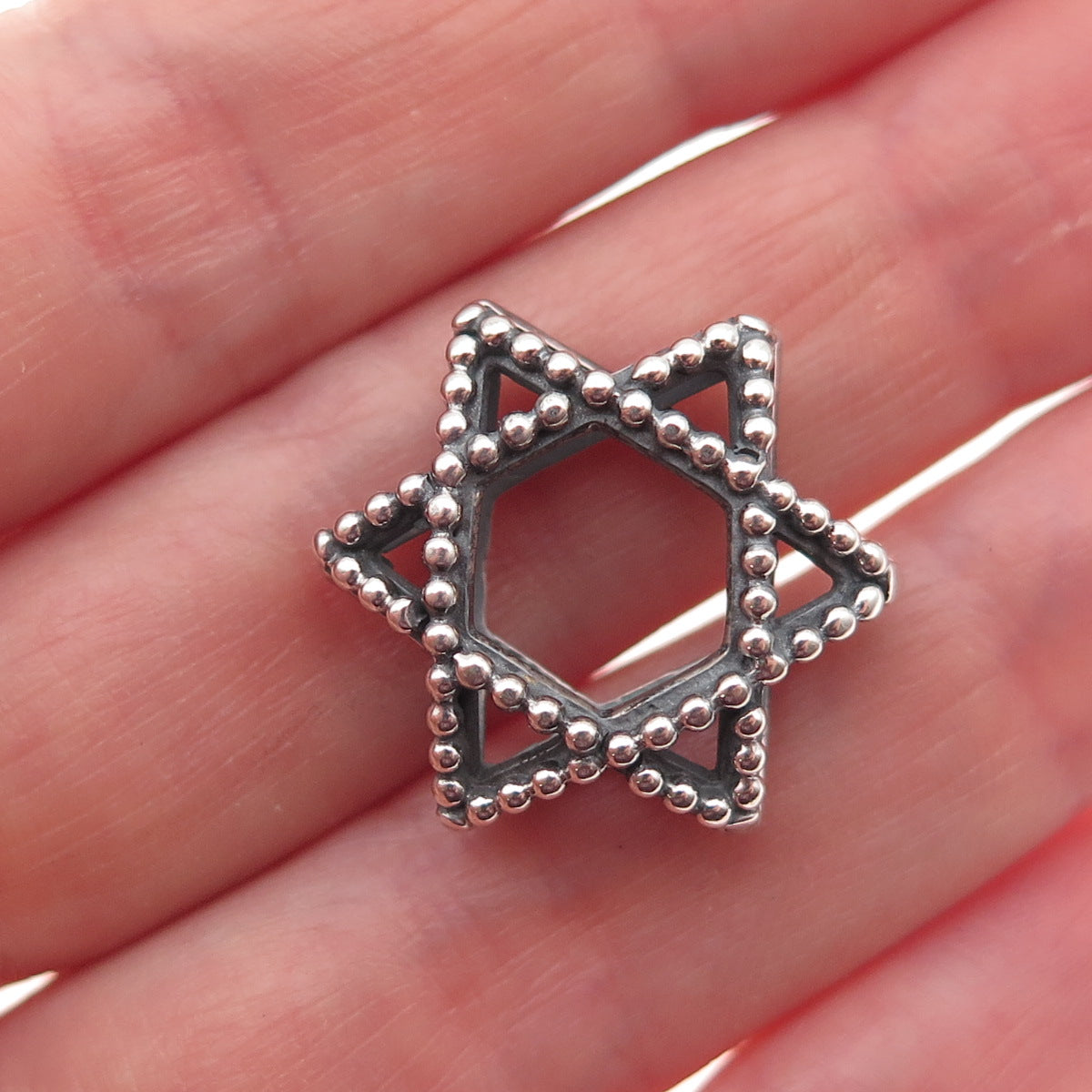 925 Sterling Silver Vintage Star of David Oxidized Slide Charm Pendant