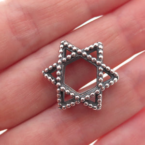 925 Sterling Silver Vintage Star of David Oxidized Slide Charm Pendant