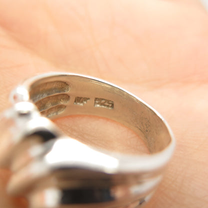 925 Sterling Silver Ribbed Ring Size 7