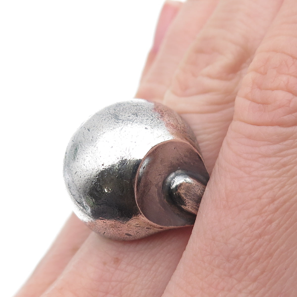 925 Sterling Silver Vintage Modernist Dome Oxidized Ring Size 6.25