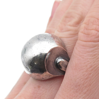 925 Sterling Silver Vintage Modernist Dome Oxidized Ring Size 6.25