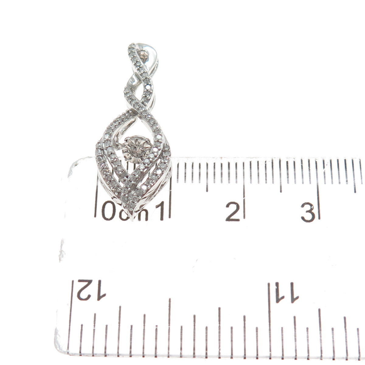 925 Sterling Silver Real Round-Cut Diamond Infinity Slide Pendant