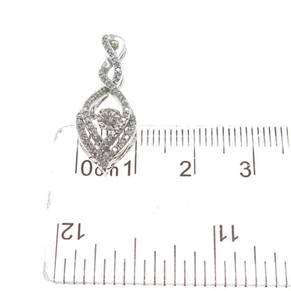 925 Sterling Silver Real Round-Cut Diamond Infinity Slide Pendant