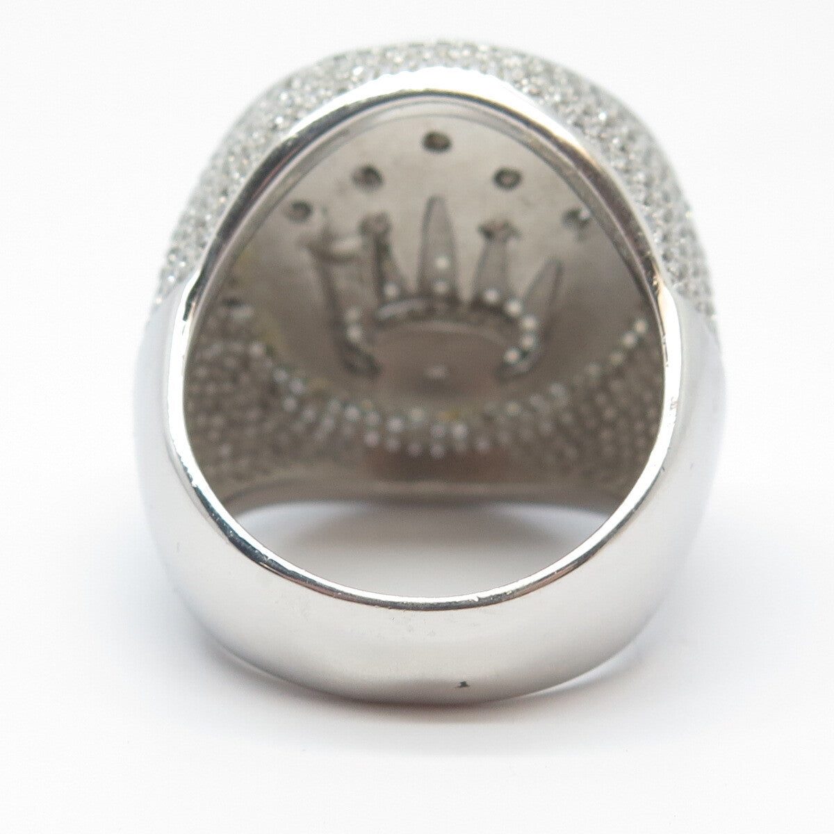 925 Sterling Silver Pave C Z Crown Wide Ring Size 12
