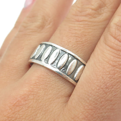 925 Sterling Silver Vintage Mexico Oval All Around Band Ring Size 12.5