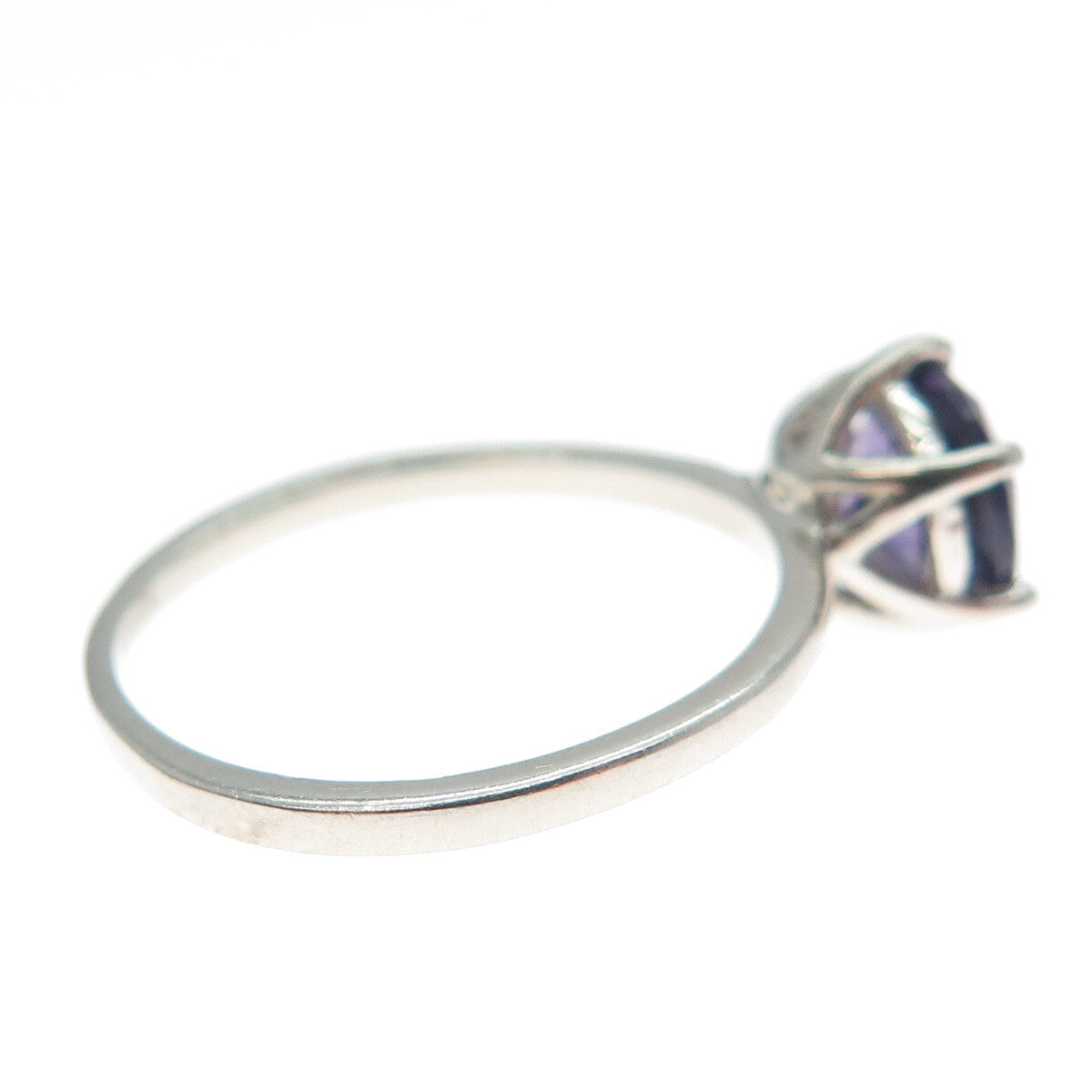 DAZZLERS 925 Sterling Silver Round-Cut Nano Amethyst Ring Size 7