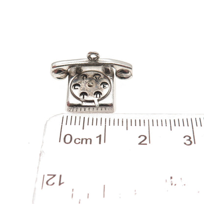 Wells Sterling Silver Antique Art Deco Rotary Phone I Love You 3D Mini Pendant