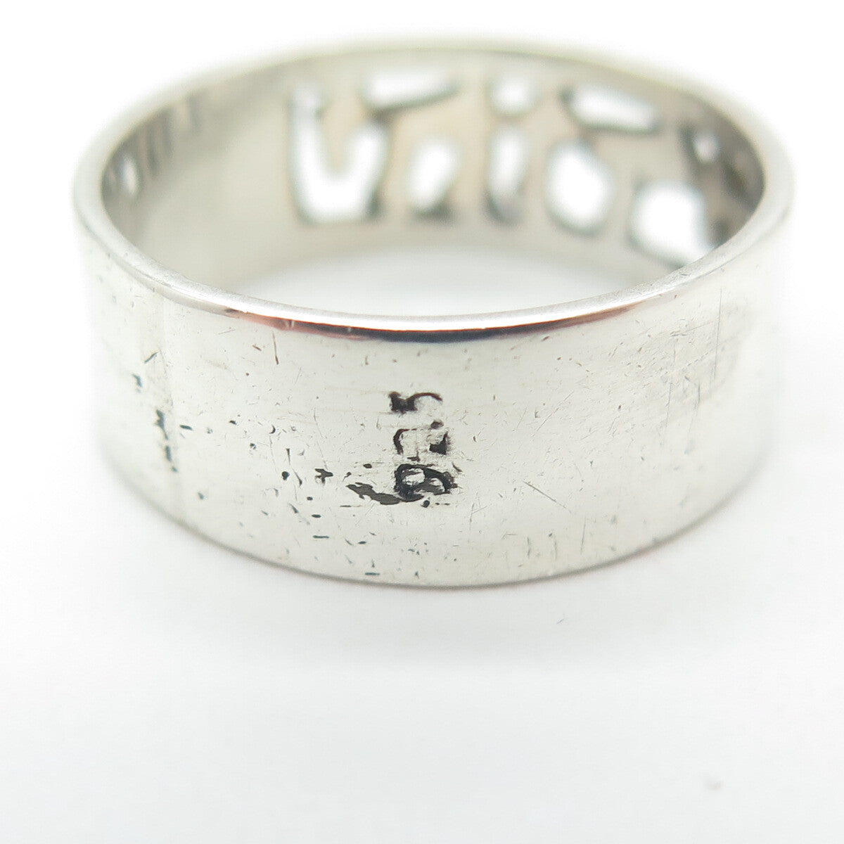 925 Sterling Silver Vintage "Ani Ledodi" The Power of Love Band Ring Size 7.5