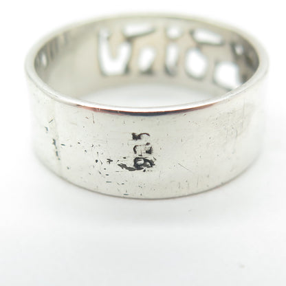 925 Sterling Silver Vintage "Ani Ledodi" The Power of Love Band Ring Size 7.5