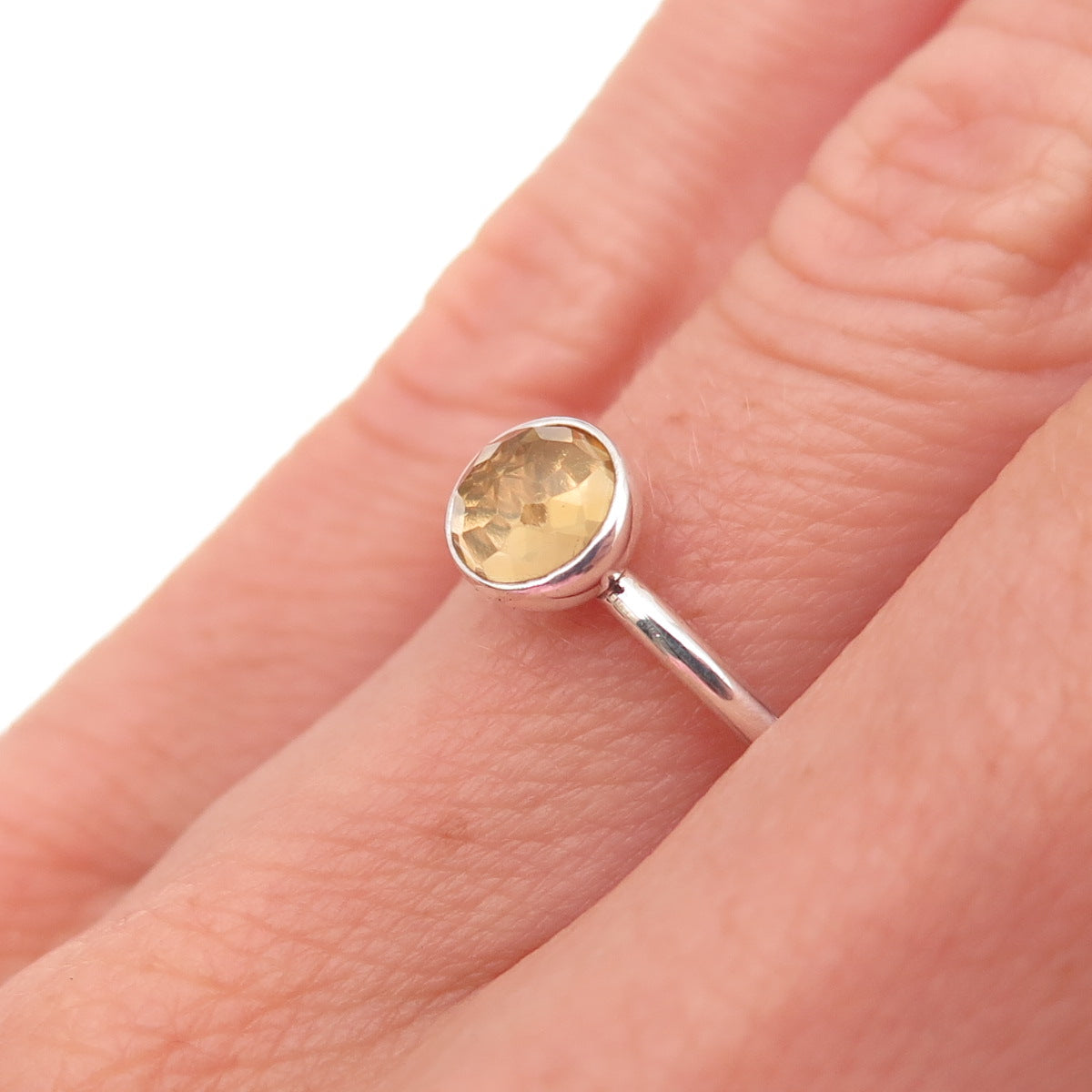 Pandora 925 Sterling Silver Real Citrine November Birthstone Droplet Ring Size 6