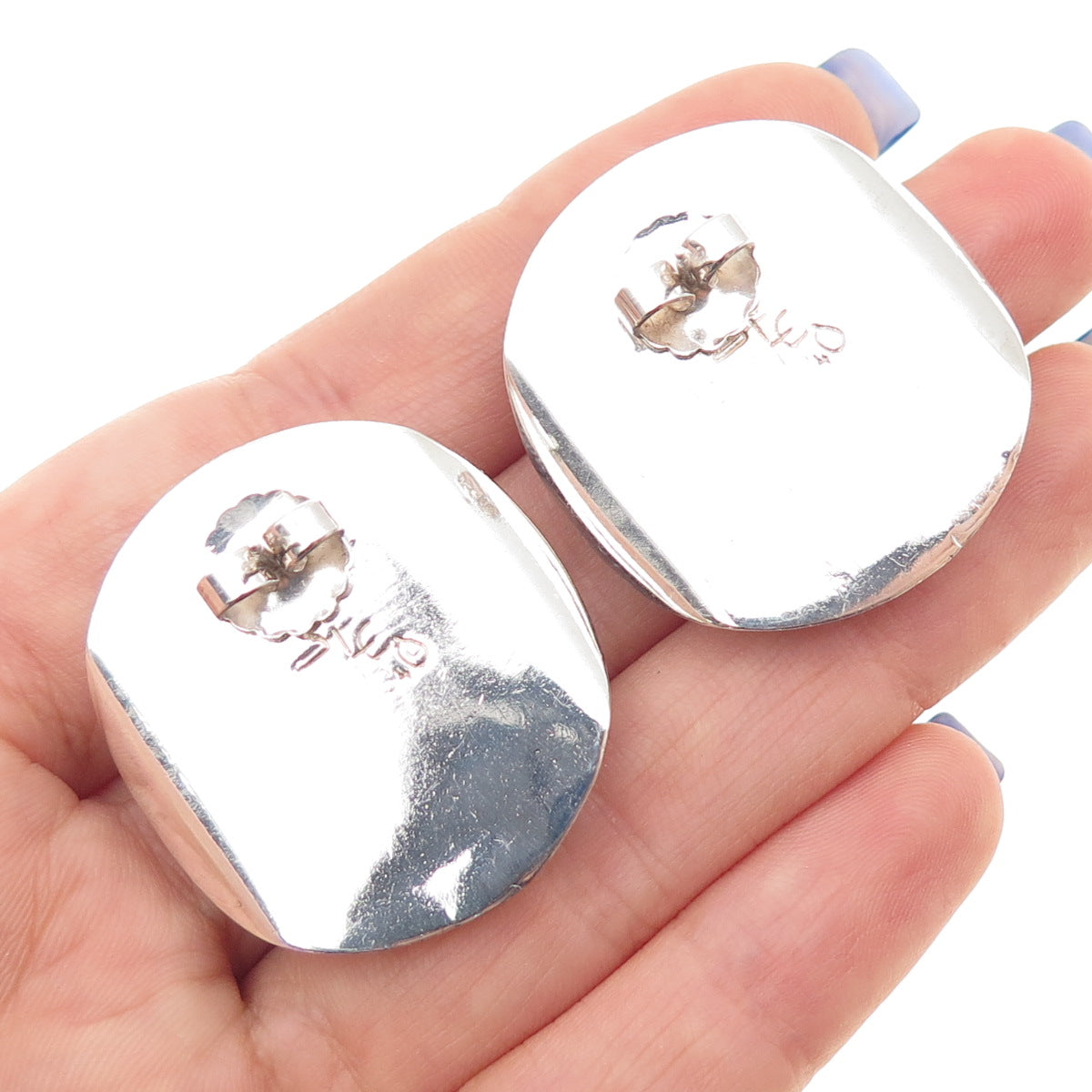 STEO 925 Sterling Silver Vintage 1984 Real Black Onyx Modernist Earrings