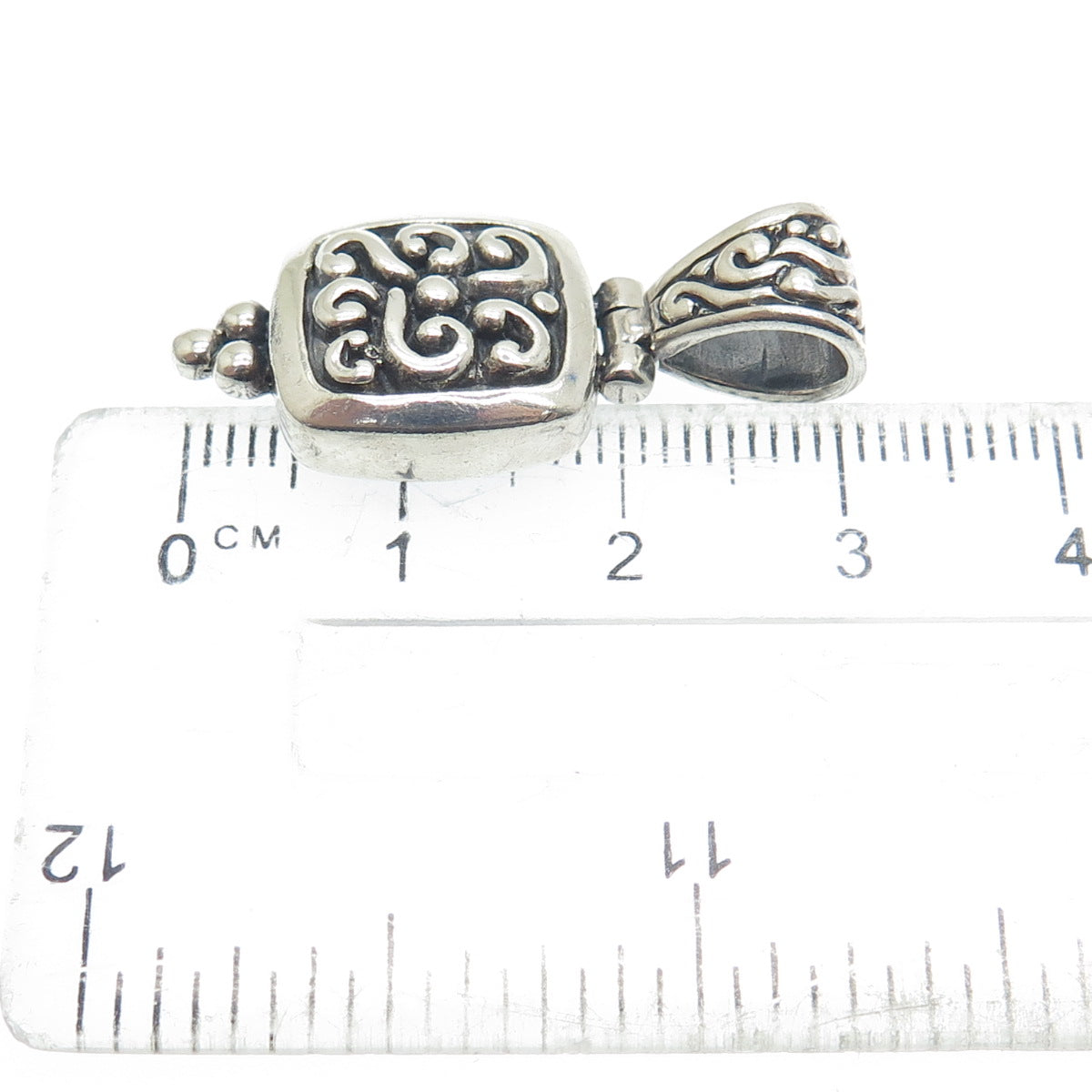 SX SALLY C 925 Sterling Silver Vintage Ornate Oxidized Pendant