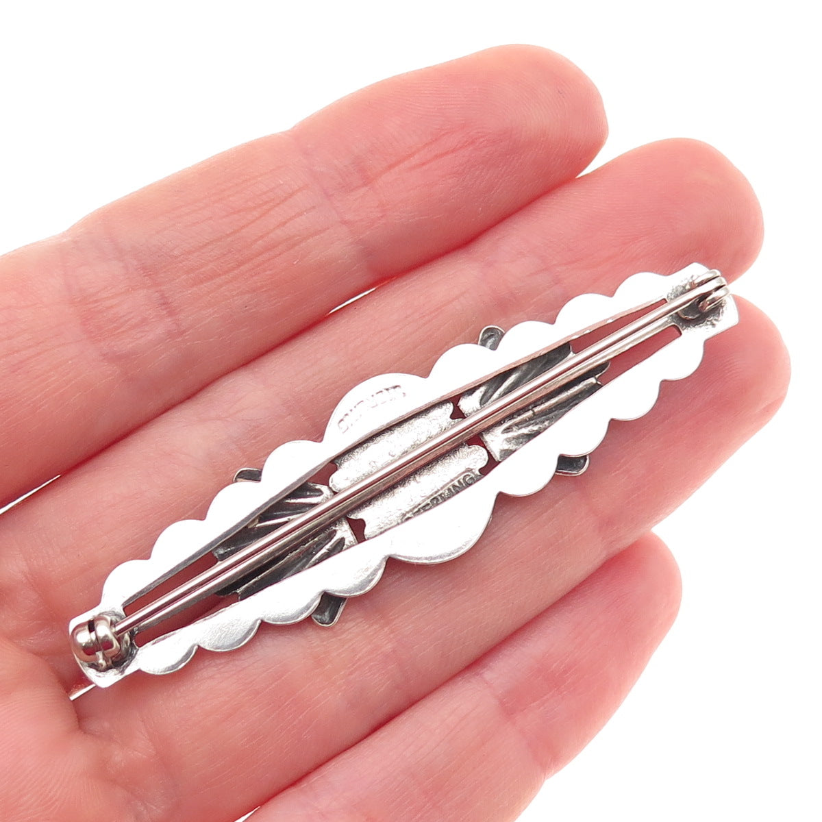 Old Pawn 925 Sterling Silver Vintage Southwestern Dragon Breath Opal Pin Brooch