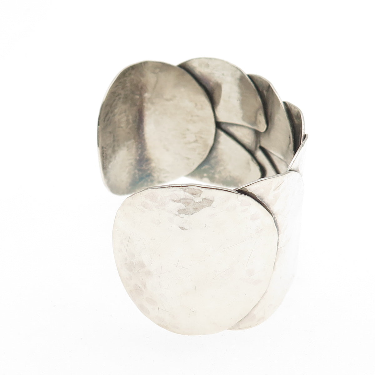 Alfred Karram Sterling Silver Vintage Modernist Hammered Adjustable Bracelet 7"