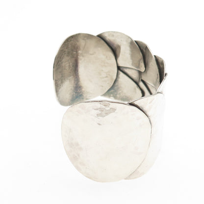 Alfred Karram Sterling Silver Vintage Modernist Hammered Adjustable Bracelet 7"