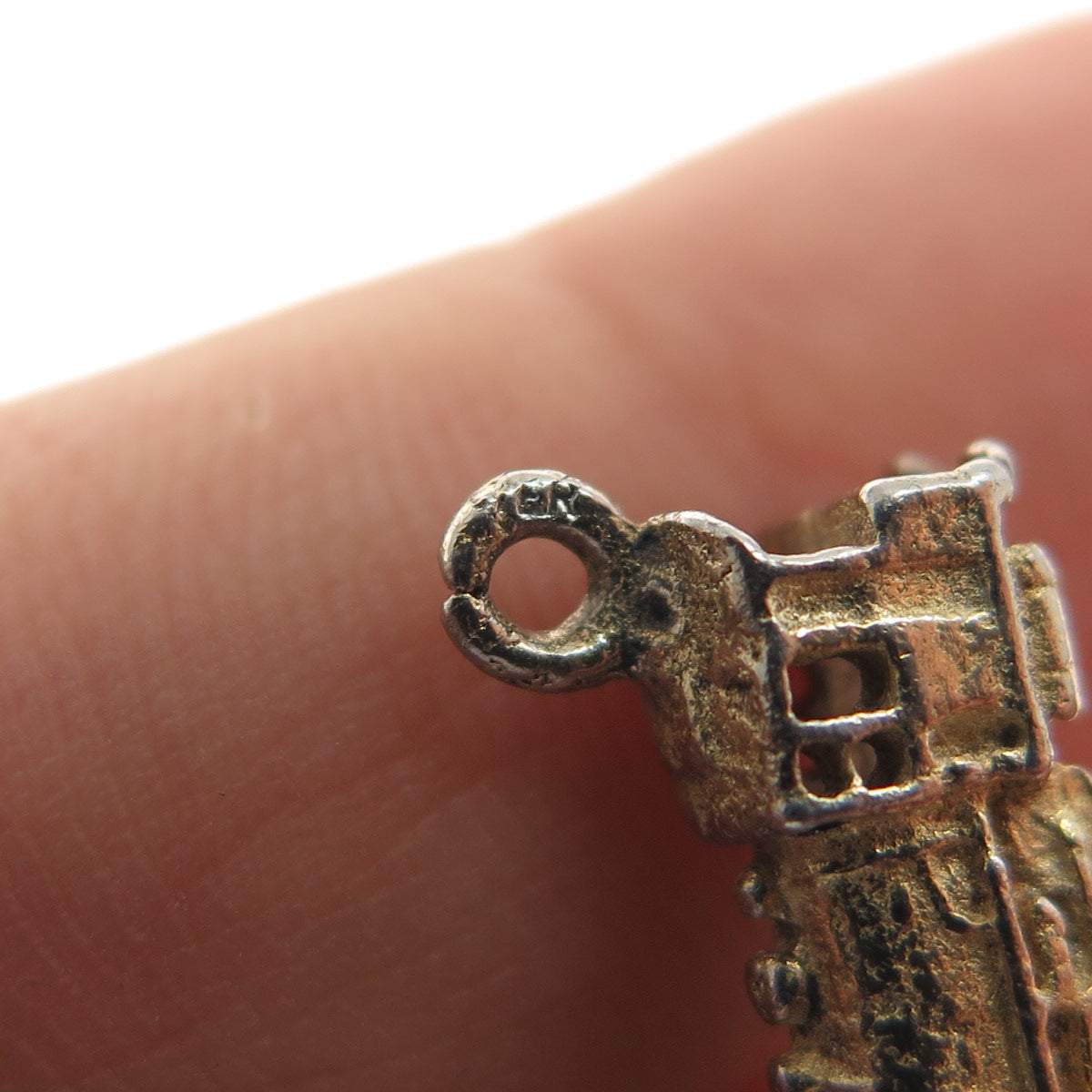 925 Sterling Silver Gold Plated Vintage Train Minimalist 3D Charm Pendant