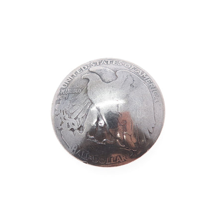 900 Silver Antique 1917 Walking Liberty US Half Dollar Coin Button