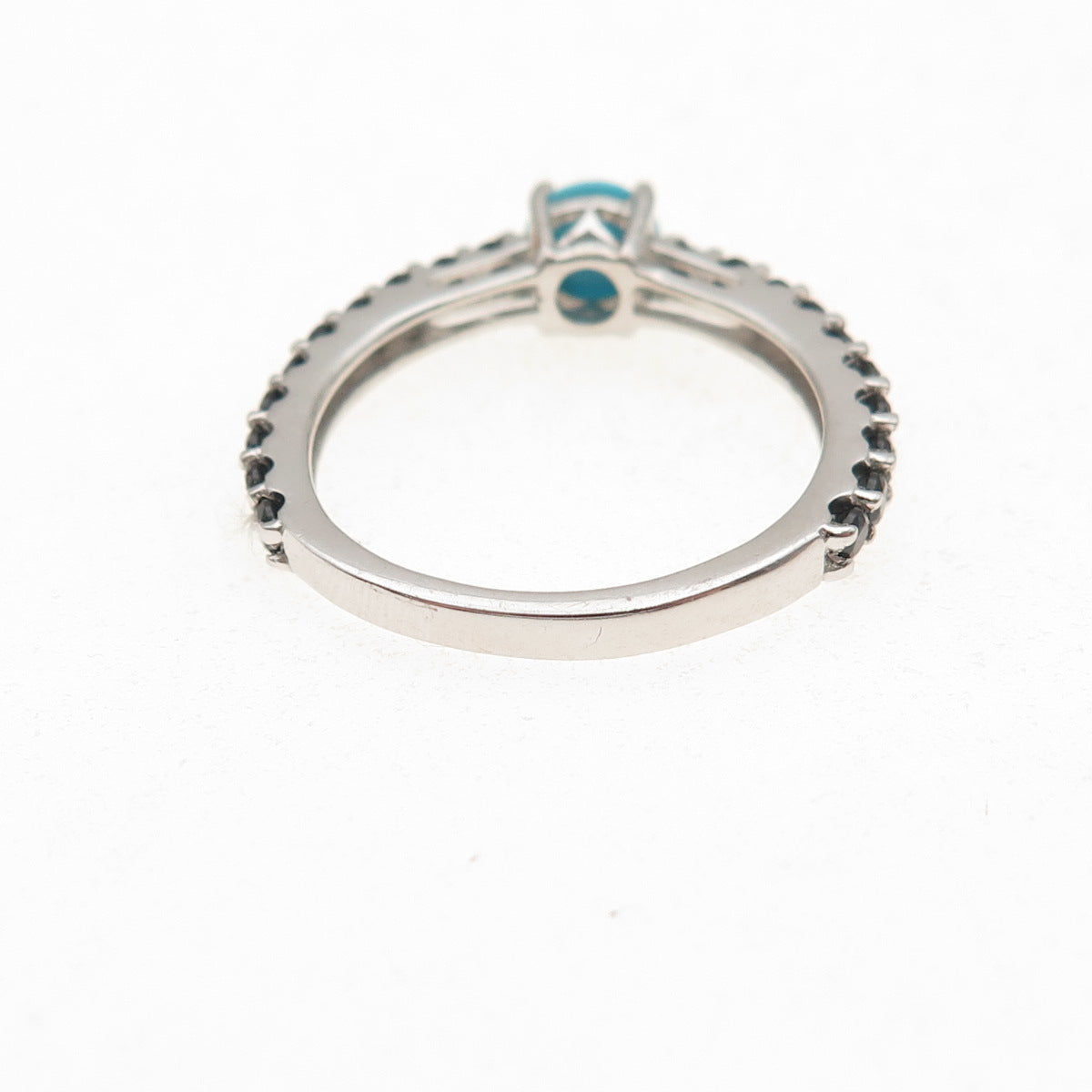 Chuck Clemency 925 Sterling Silver Real Turquoise & Black Spinel Ring Size 8