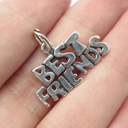 925 Sterling Silver Vintage "BEST FRIENDS" Charm Pendant