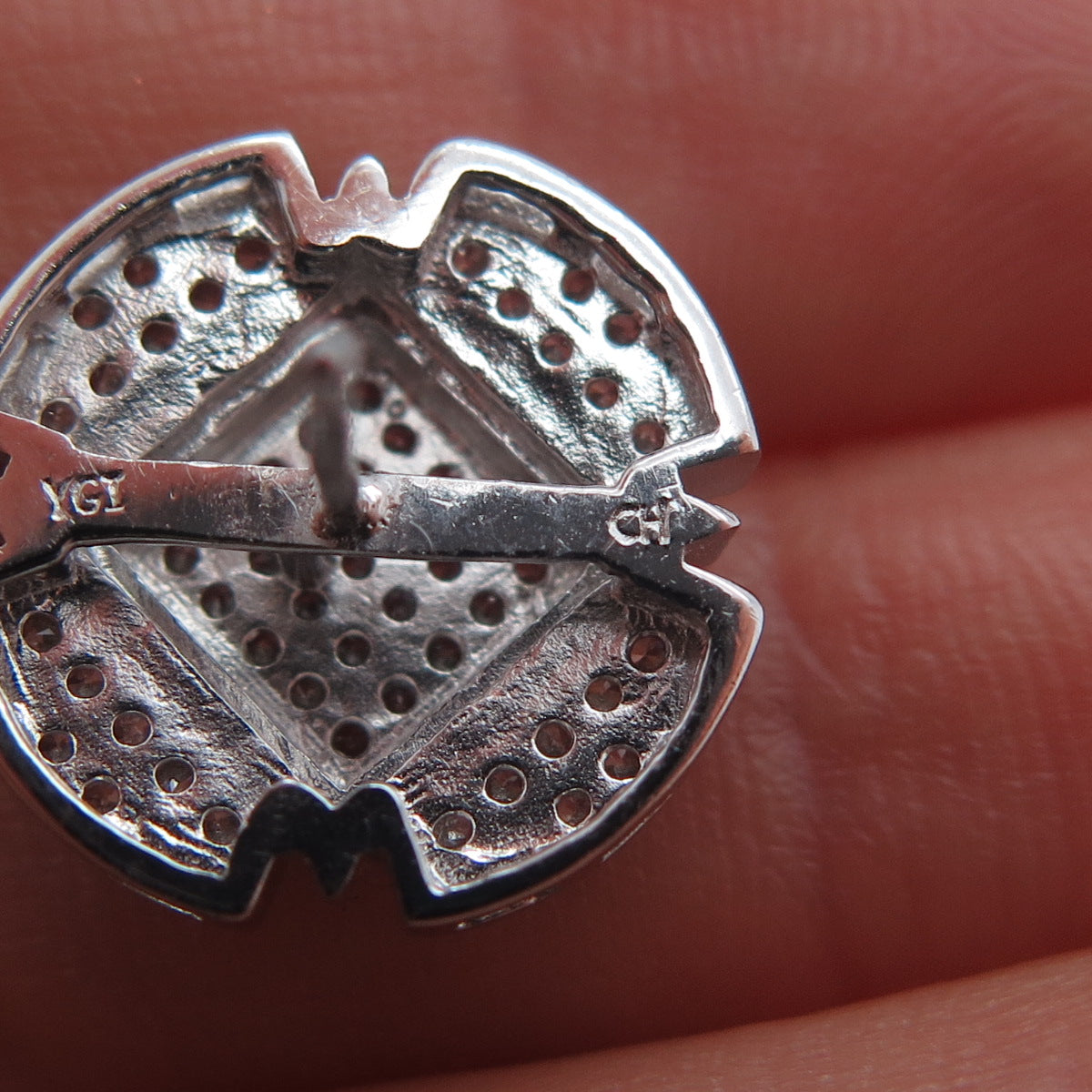925 Sterling Silver Round-Cut C Z Cross Stud Earrings