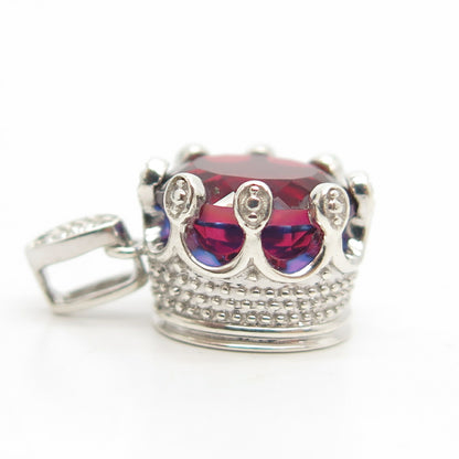 925 Sterling Silver Red Garnet-Tone C Z Pendant