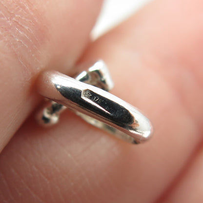 925 Sterling Silver Vintage Italy Black Enamel Snail Pendant