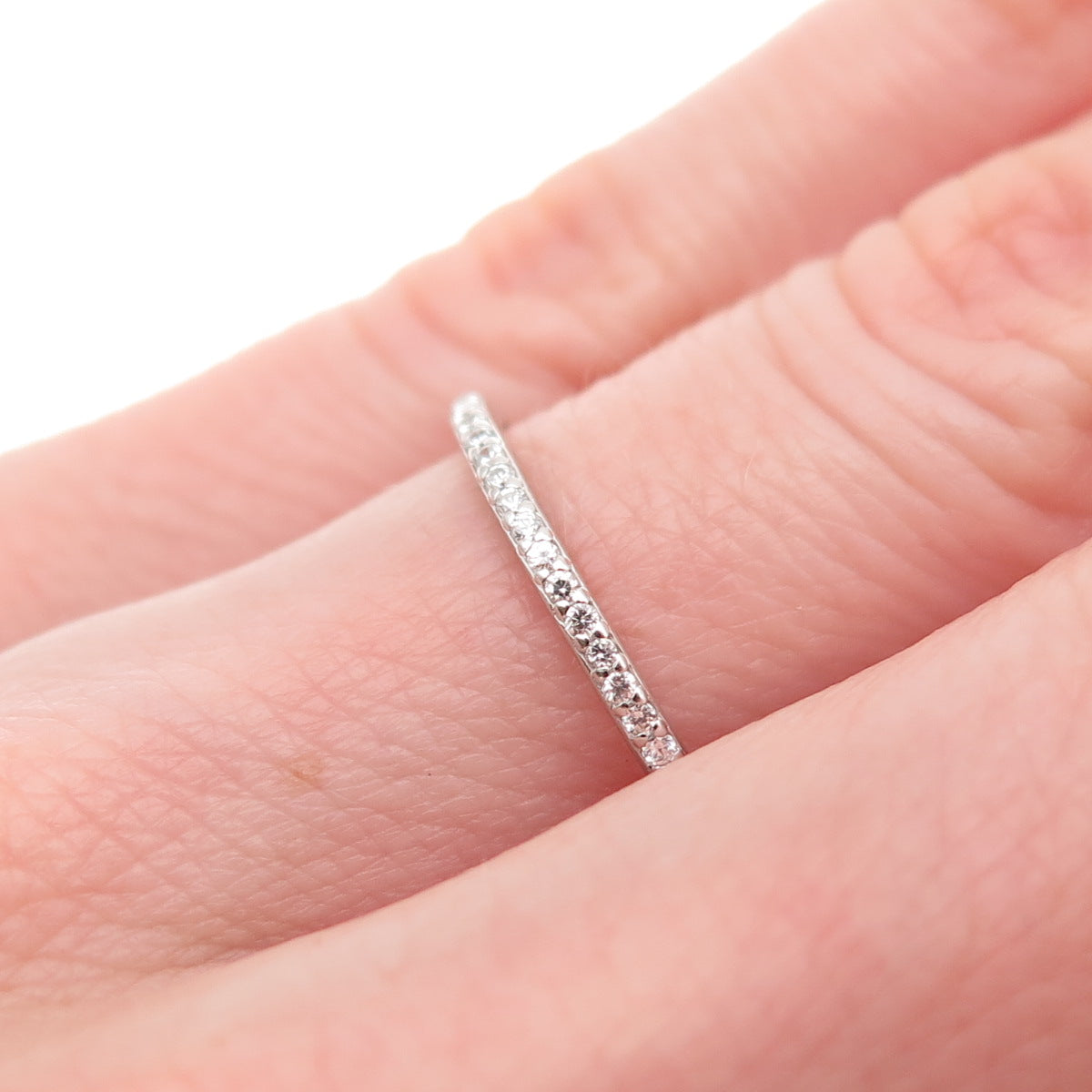925 Sterling Silver Round-Cut C Z Half Eternity Stackable Band Ring Size 6