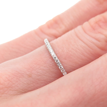 925 Sterling Silver Round-Cut C Z Half Eternity Stackable Band Ring Size 6