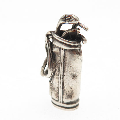 BEAU 925 Sterling Silver Vintage Golf Club Oxidized 3D Charm Pendant