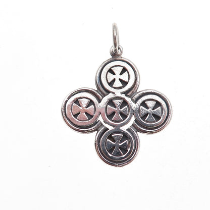 950 Silver Vintage Cross Oxidized Charm Pendant