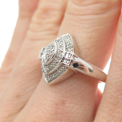 LUCENT LJ 925 Sterling Silver Real Round-Cut Diamond Promise Ring Size 6.5