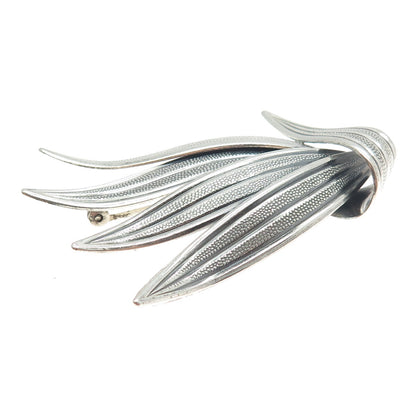 BEAU 925 Sterling Silver Vintage Palm Frond Leaves Pin Brooch