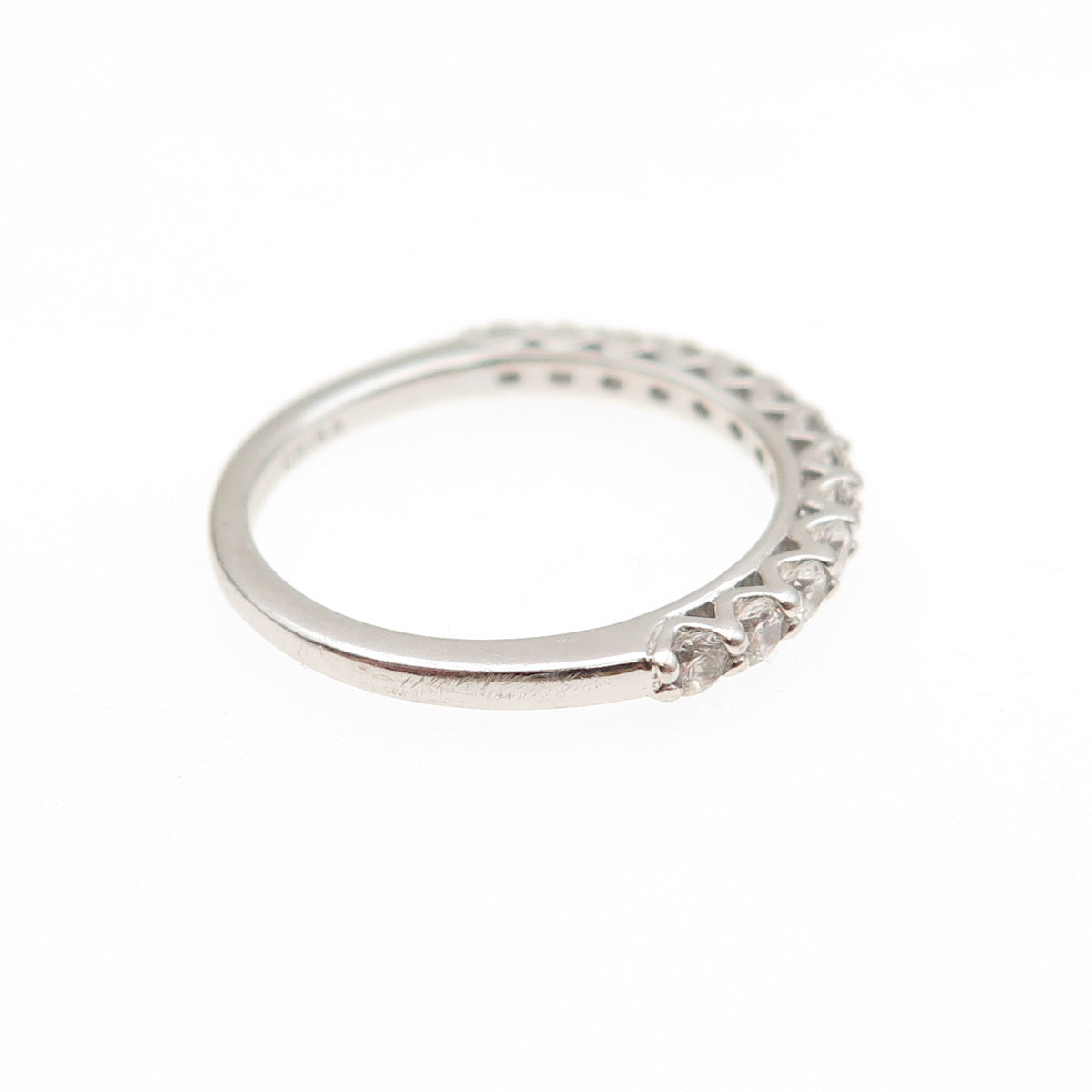 925 Sterling Silver Round-Cut C Z Half Eternity Stackable Band Ring Size 5.25