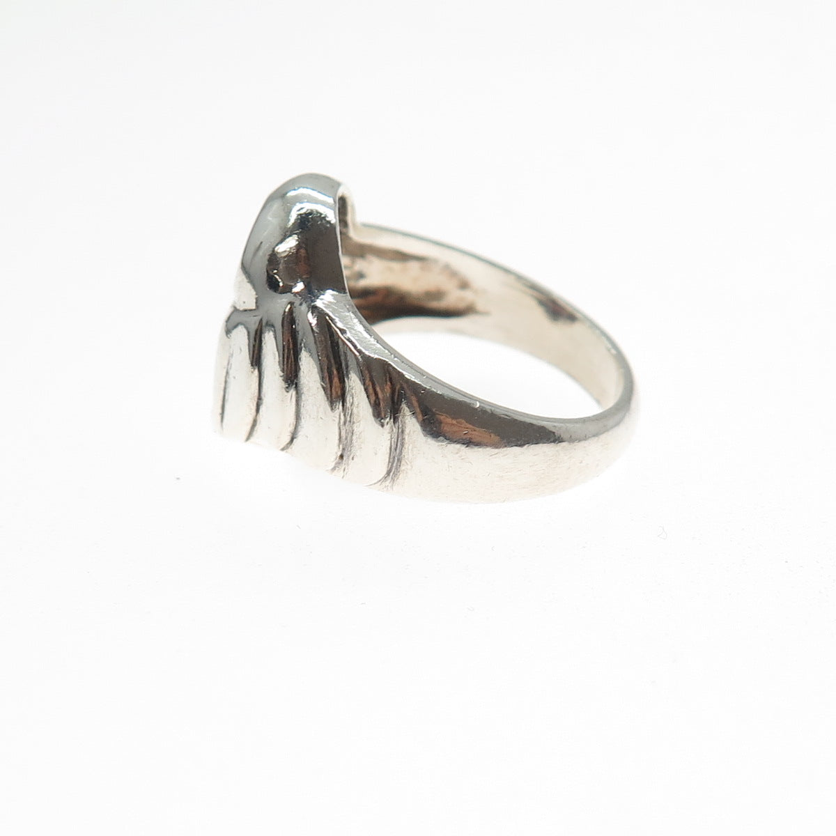 925 Sterling Silver Vintage Real Amethyst Citrine Red Garnet Heart Ring Size 6.5