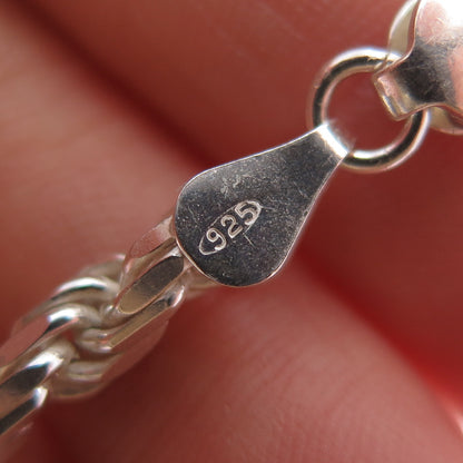 925 Sterling Silver Vintage Italy Twisted Rope Chain Necklace 20"