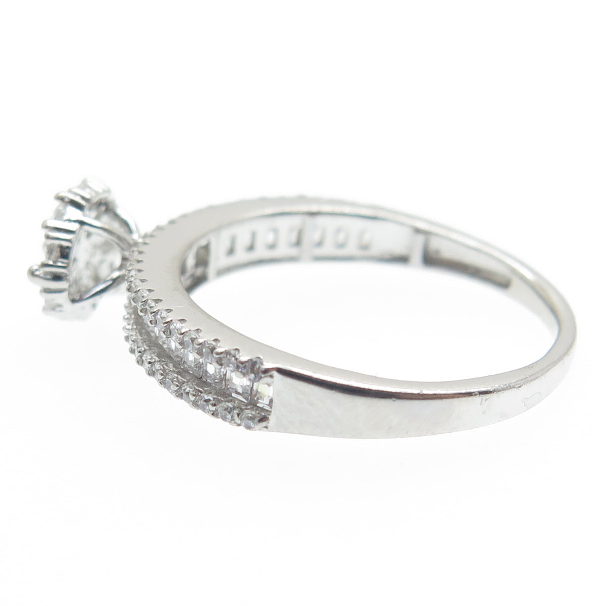 925 Sterling Silver Multi-C Z Engagement Ring Size 7.25