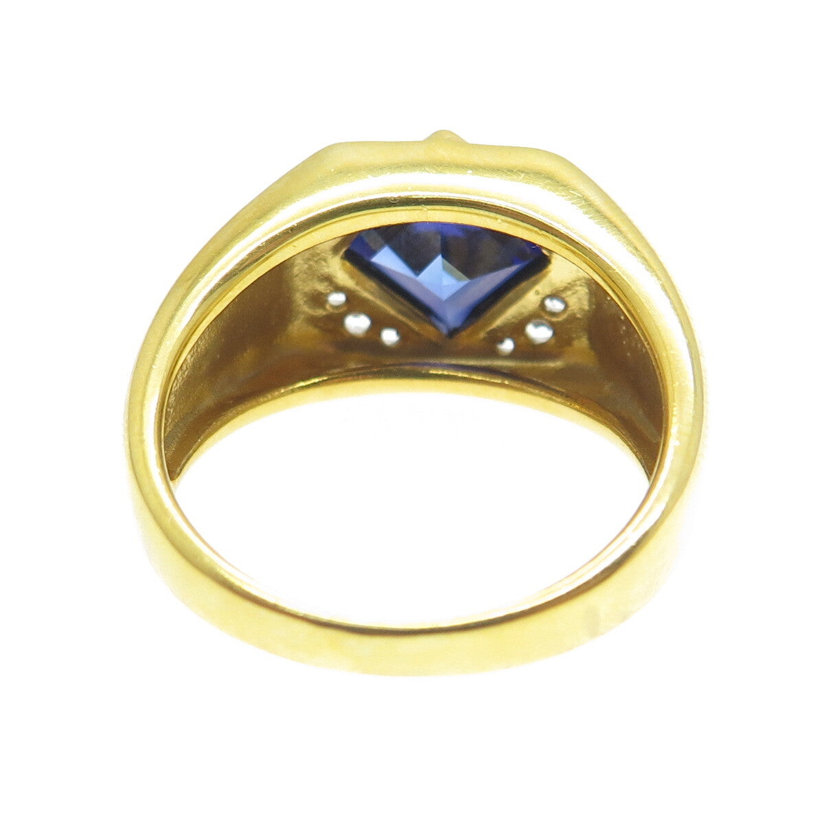 HAN 925 Sterling Silver Gold Plated Lab-Created Sapphire Real Topaz Ring Size 11