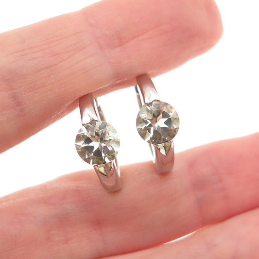 DBJ Dee Berkle 925 Sterling Silver Real Round-Cut Green Amethyst Hoop Earrings